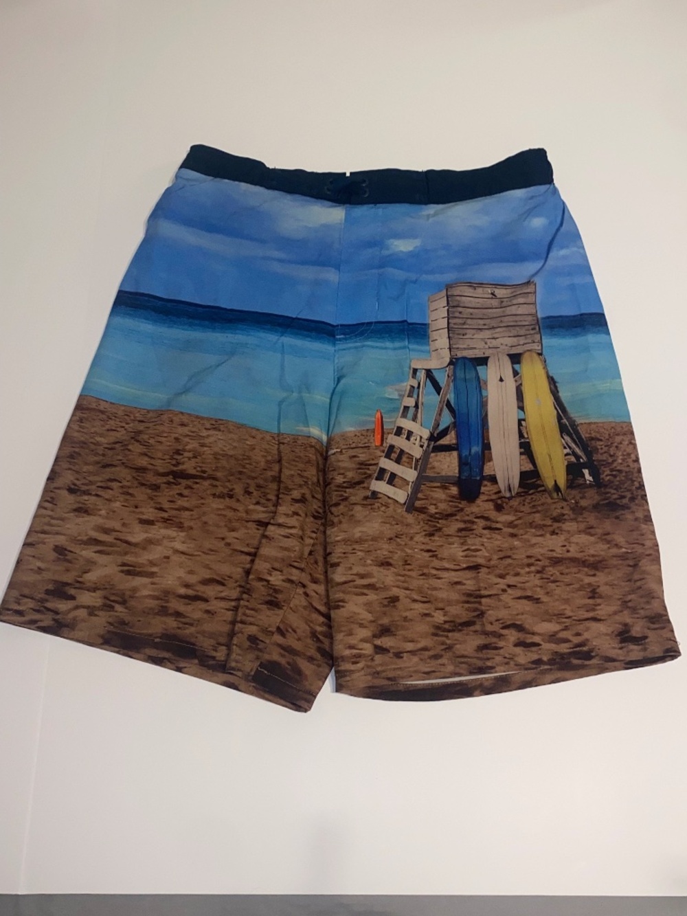 Wonder Nation Boys Swim Trunks XL 14-16 Husky Beach Surfboard Print Blue